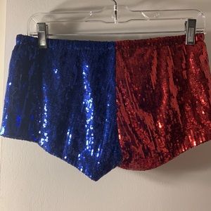 Harley Quinn suicide squad shorts costume blue red